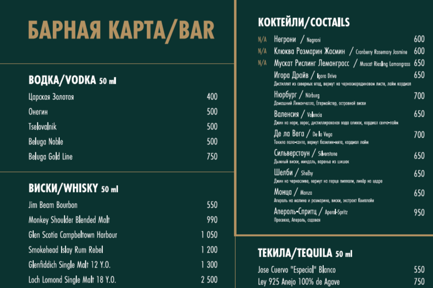 БАРНАЯ И ВИННАЯ КАРТА